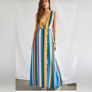 Forever 21 Multicolor Striped Maxi Dress Size S